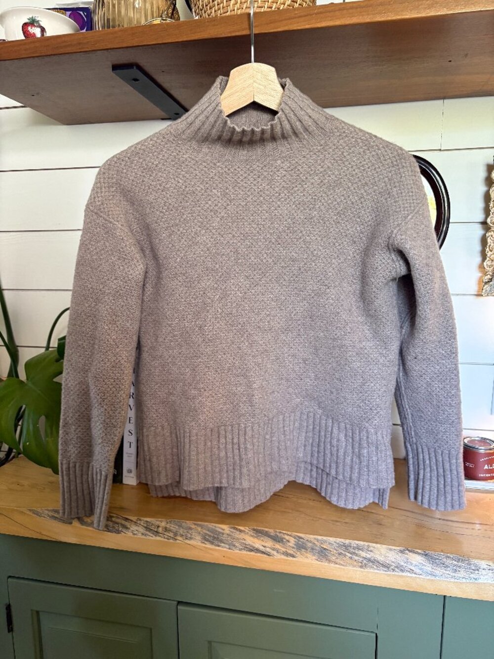 Everlane Recycled Cashmere Mock Neck Sweater – Taupe – Size XS